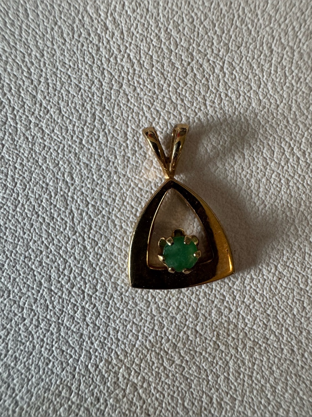 Vintage Gold Filled Tone Pendant with Green stone Charm